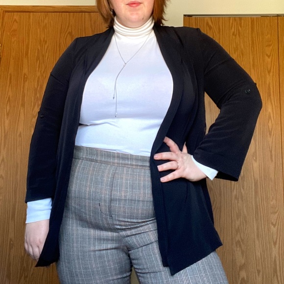 Black Open Front Blazer with Stretch - Picture 1 of 7